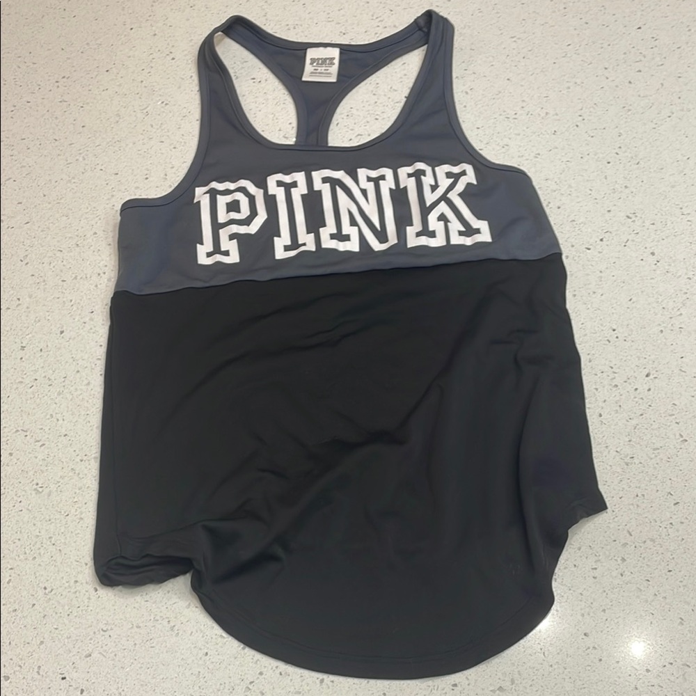 PINK Victoria's Secret Black and Gray Sleeveless Tank Top